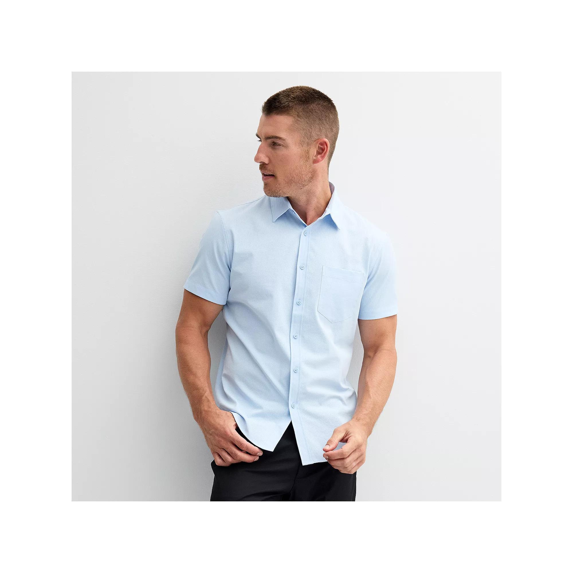 Men's FLX Slim Performance Untucked-Fit Button Down Shirt, Size: Small SLIM, Blue Beauty Product Image