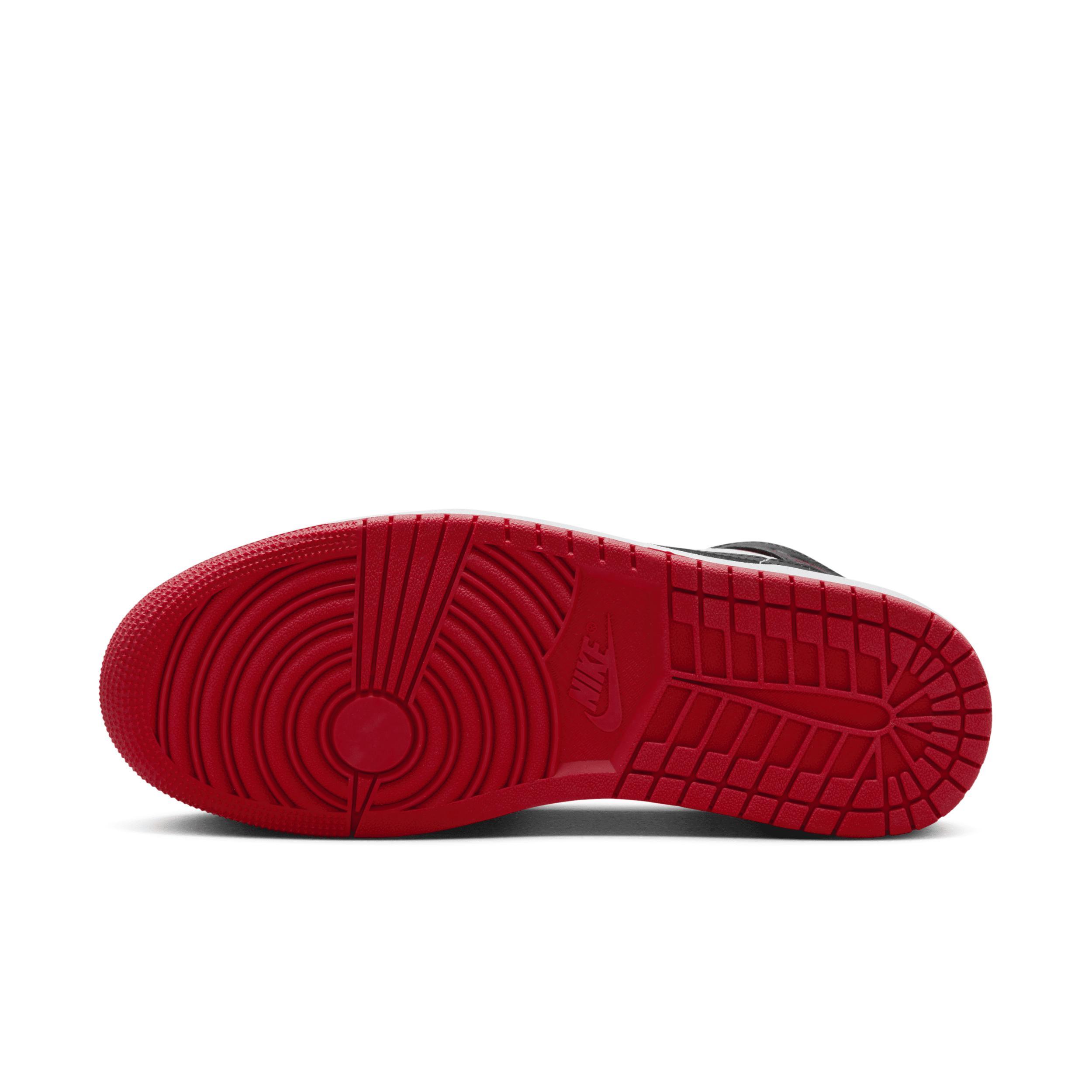 Jordan Mens AJ 1 Mid - Basketball Shoes Black/White/Red Product Image