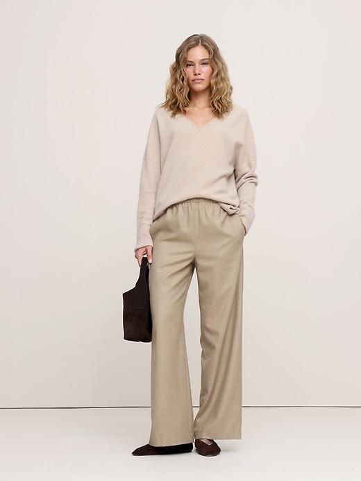 Pull-On Wide-Leg Drapey Twill Pant Product Image