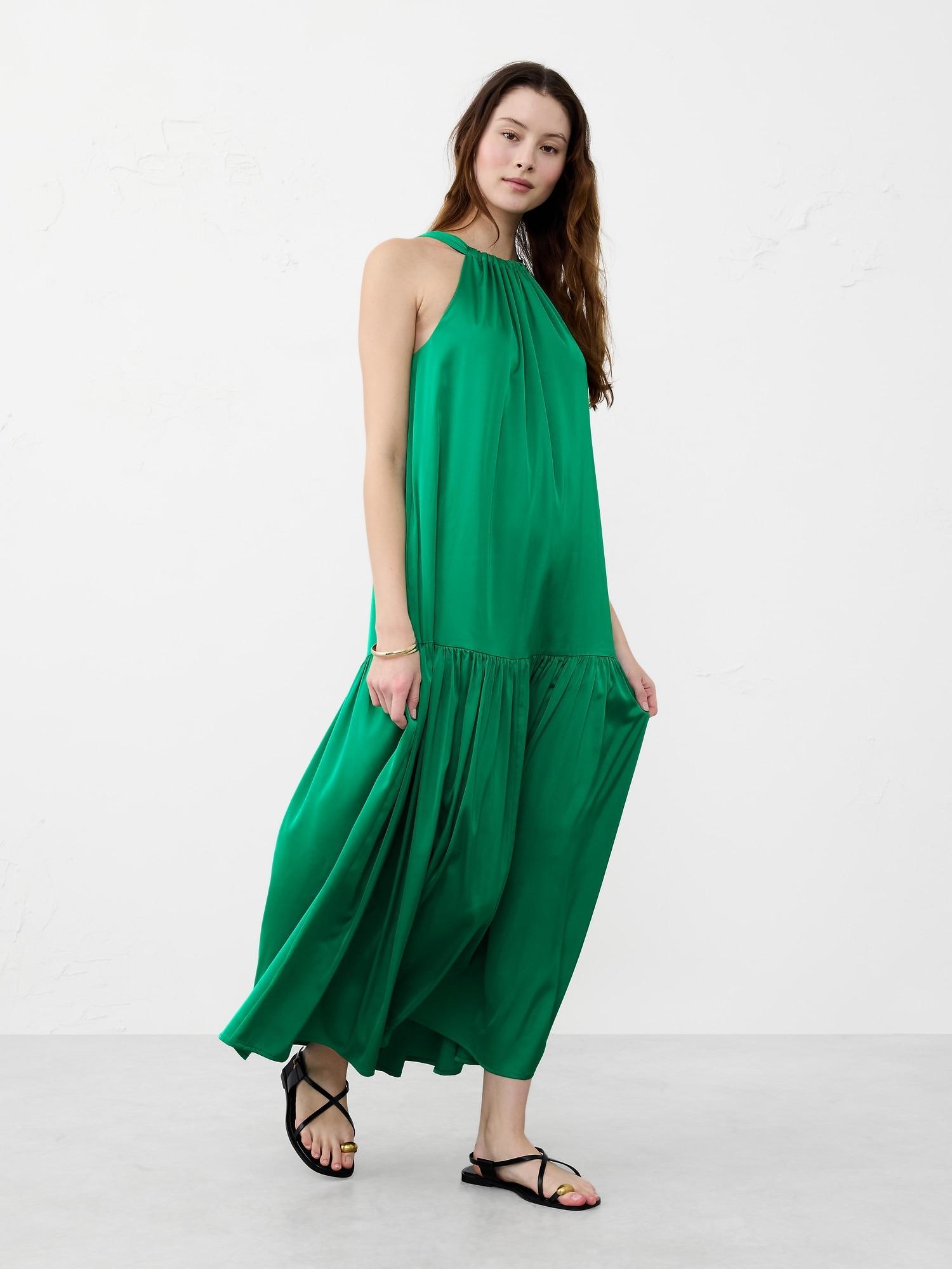 Gathered Halter Maxi Dress Product Image