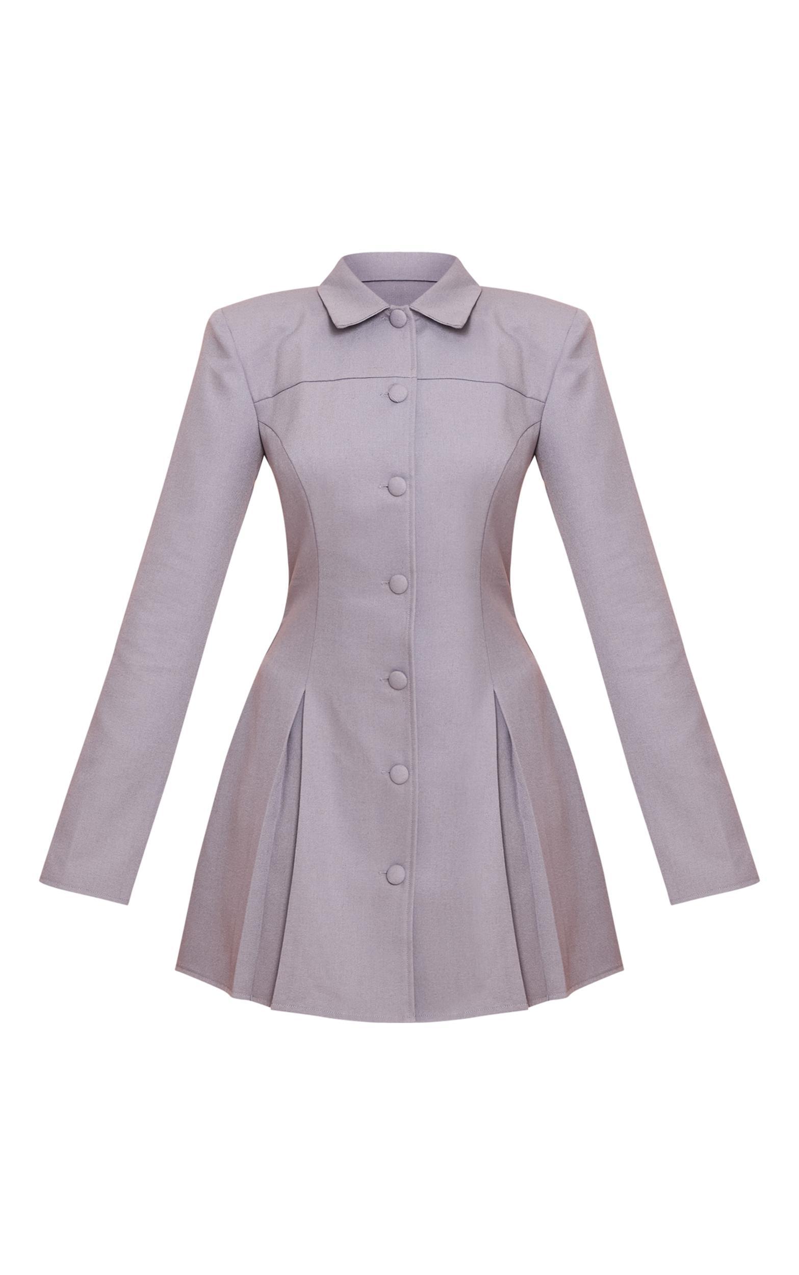 Blue Button Up Pleated Shirt Dress Product Image