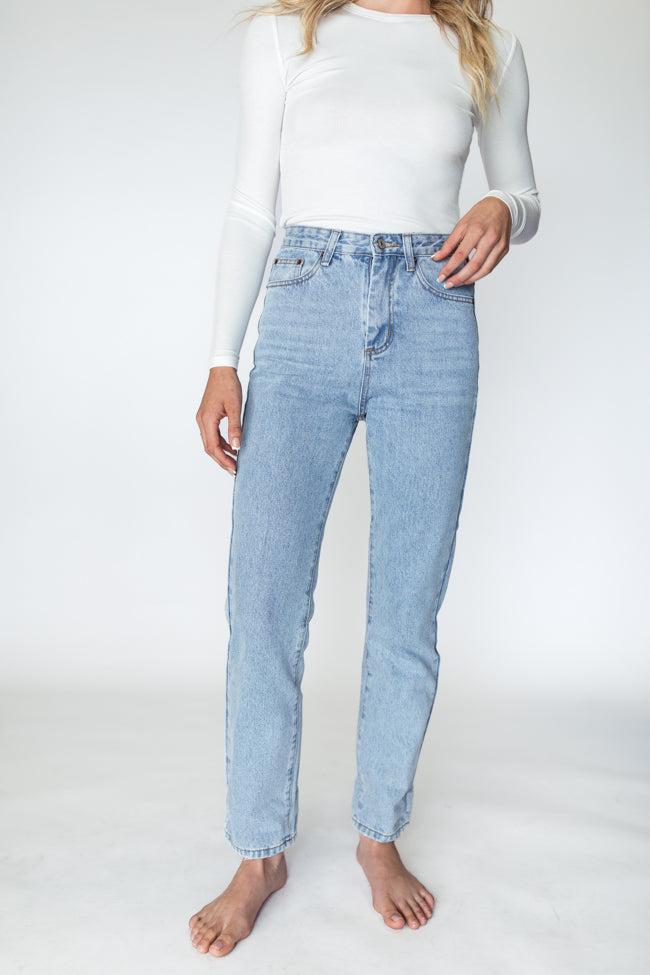 Megan Light Wash Straight Leg Mom Jeans FINAL SALE Product Image