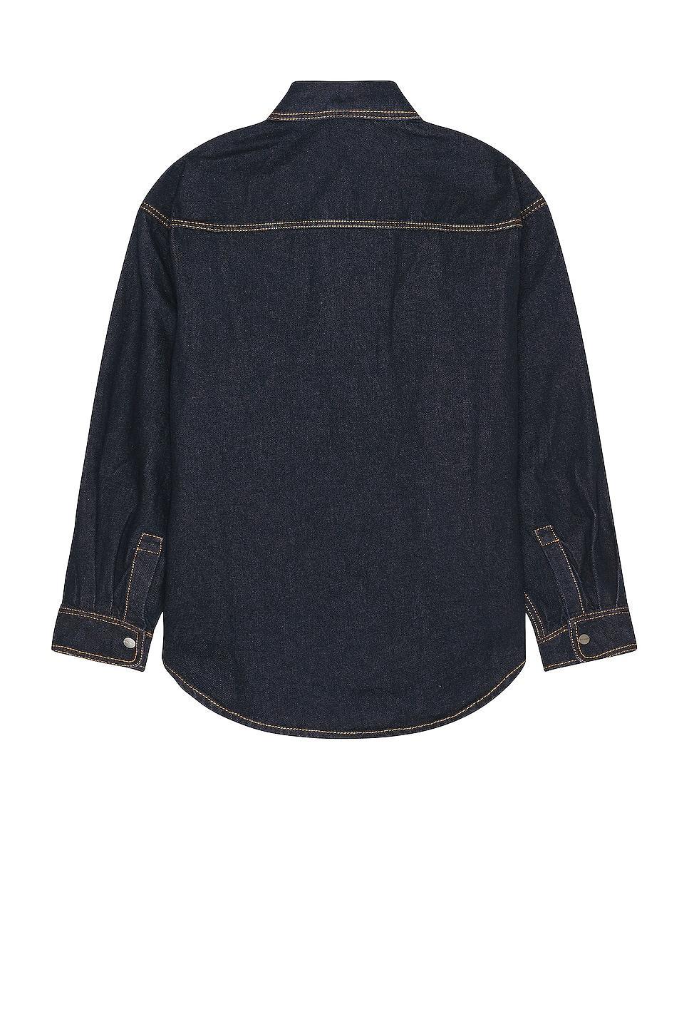 Palm Angels Logo Wash Denim Shirt in Denim-Dark Product Image