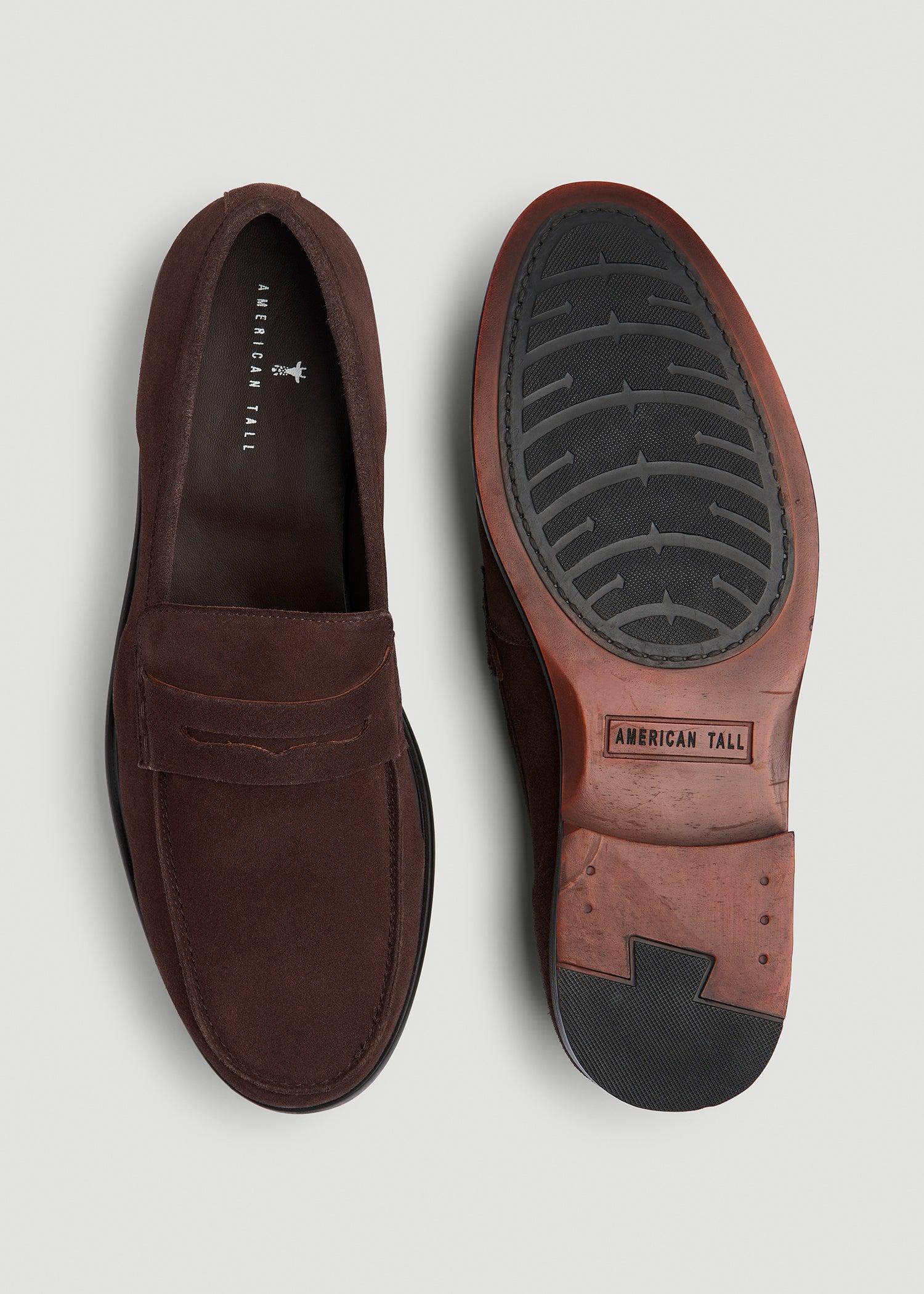 Penny Loafers for Tall Men in Dark Brown Suede Product Image