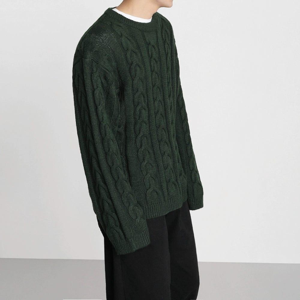 RT No. 10183 DARK GREEN TWIST KNITTED SWEATER Product Image