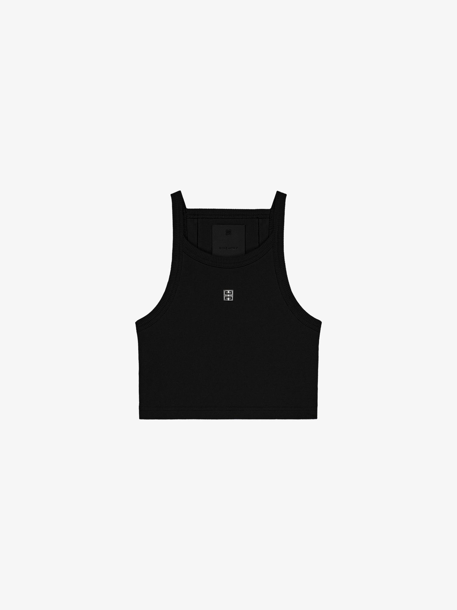 Cropped tank top in cotton with 4G detail Product Image