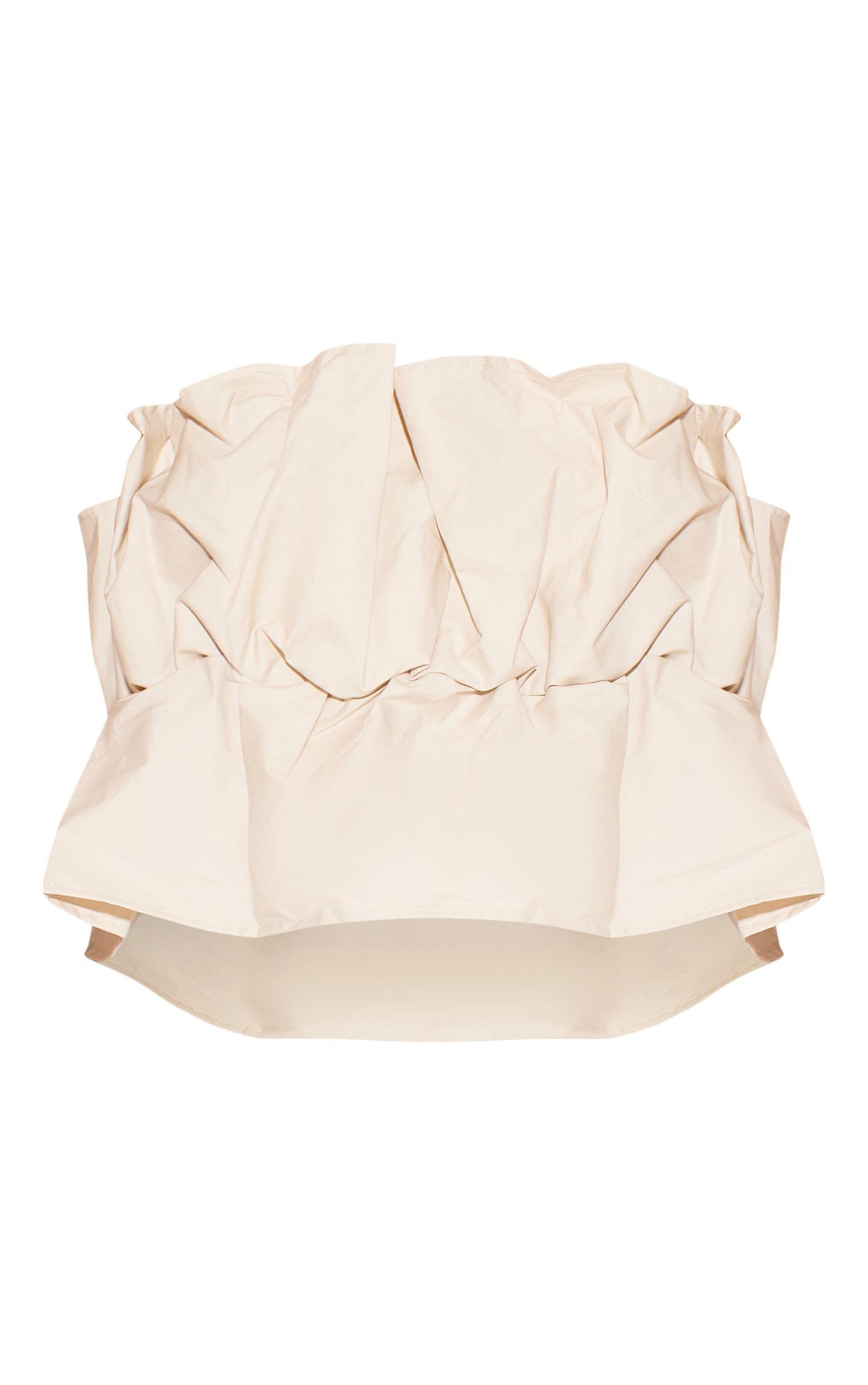 Beige Ruffle Bandeau Crop Top Product Image