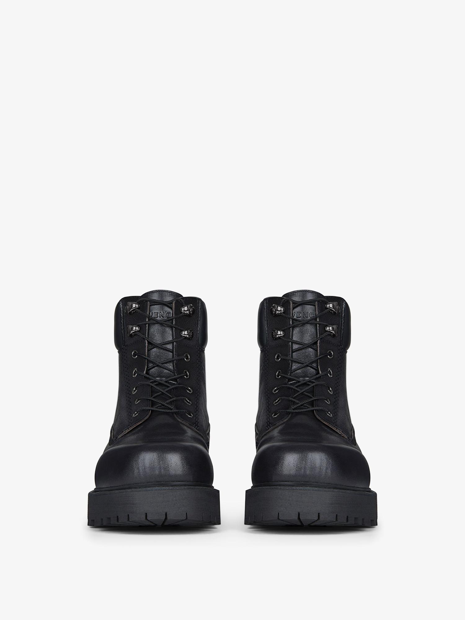 Show ankle workboots in shiny leather Product Image