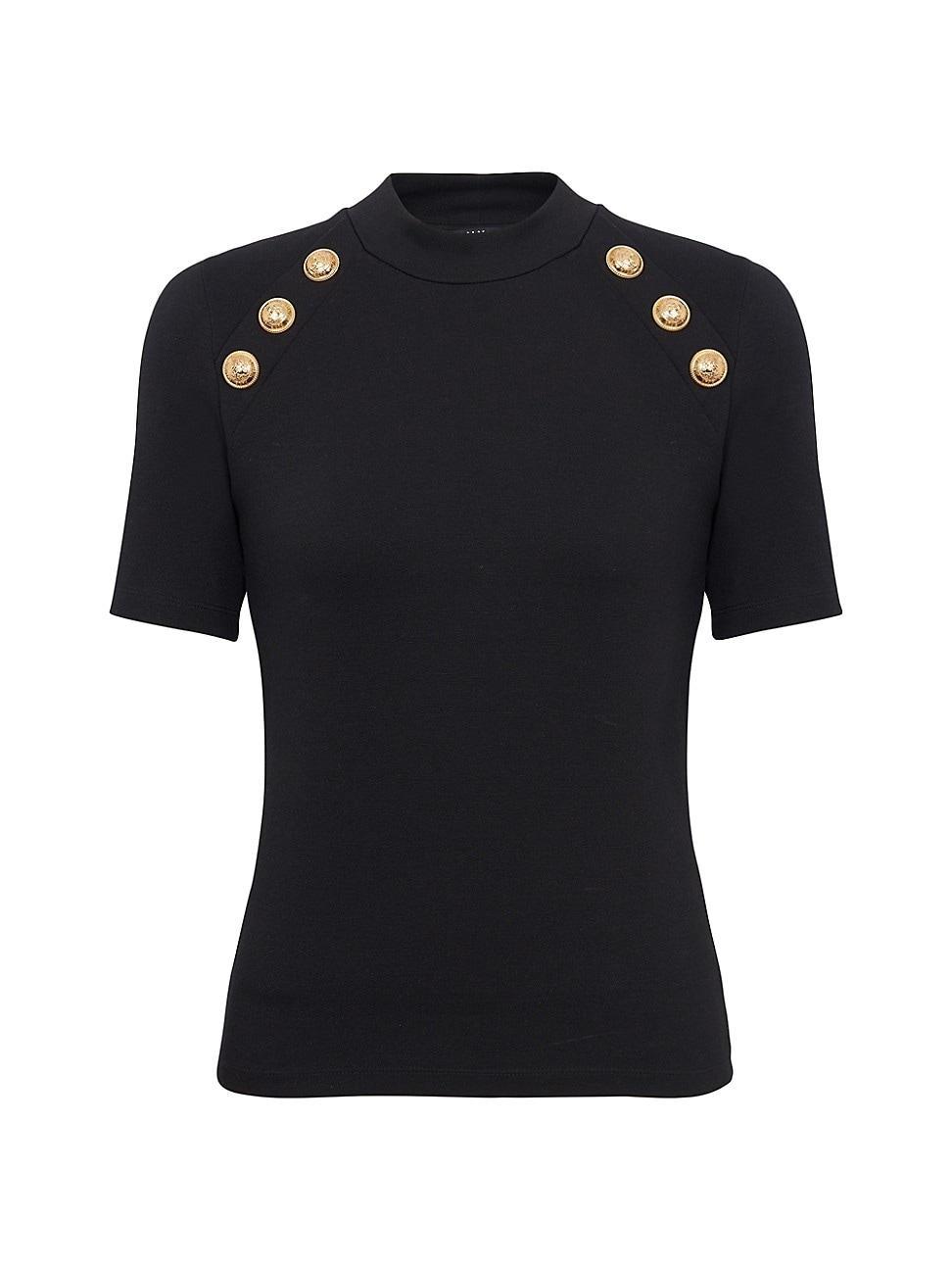 Womens Logo Button Raglan Stretch T-Shirt Product Image