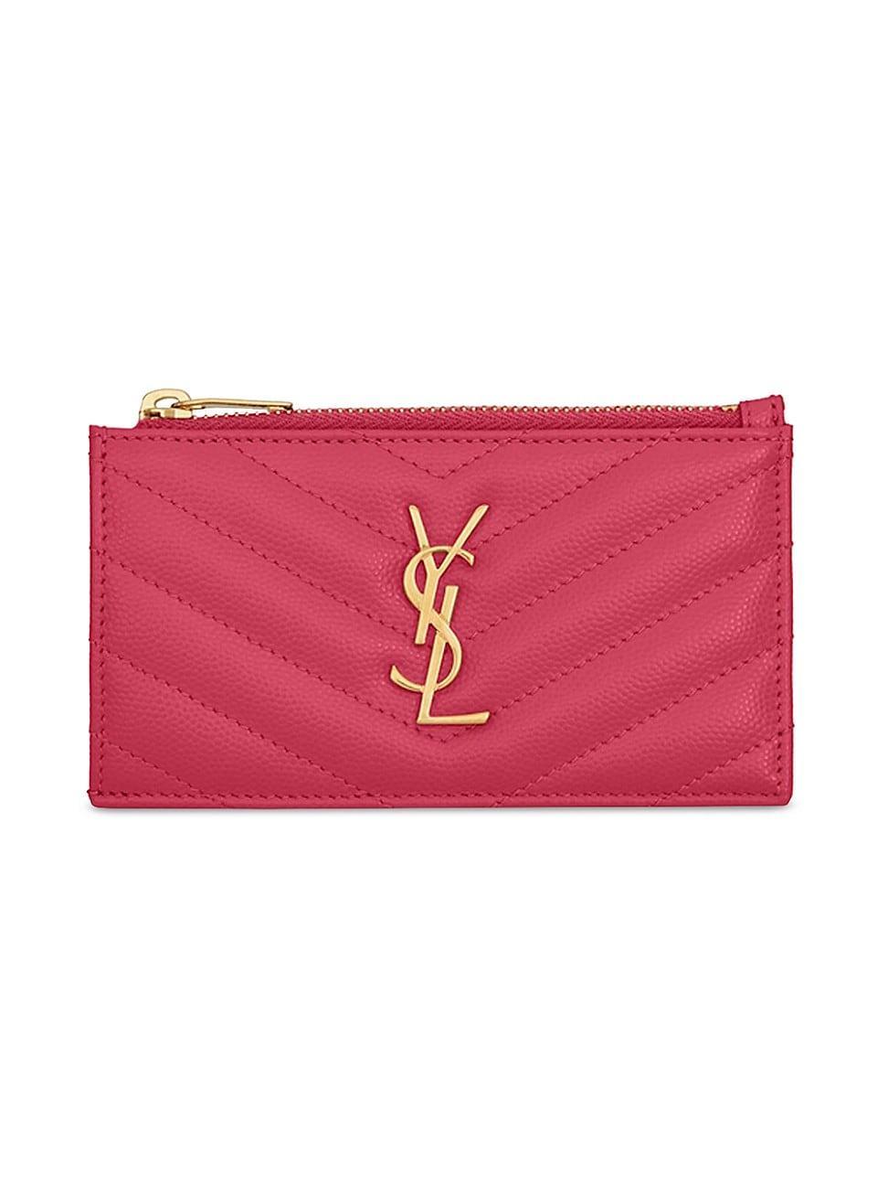 Saint Laurent Cassandre Matelasse Fragments Zipped Card Case Product Image