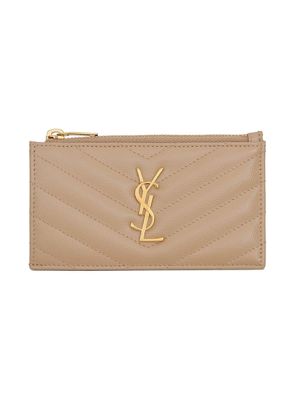 Saint Laurent Cassandre Matelasse Fragments Zipped Card Case Product Image