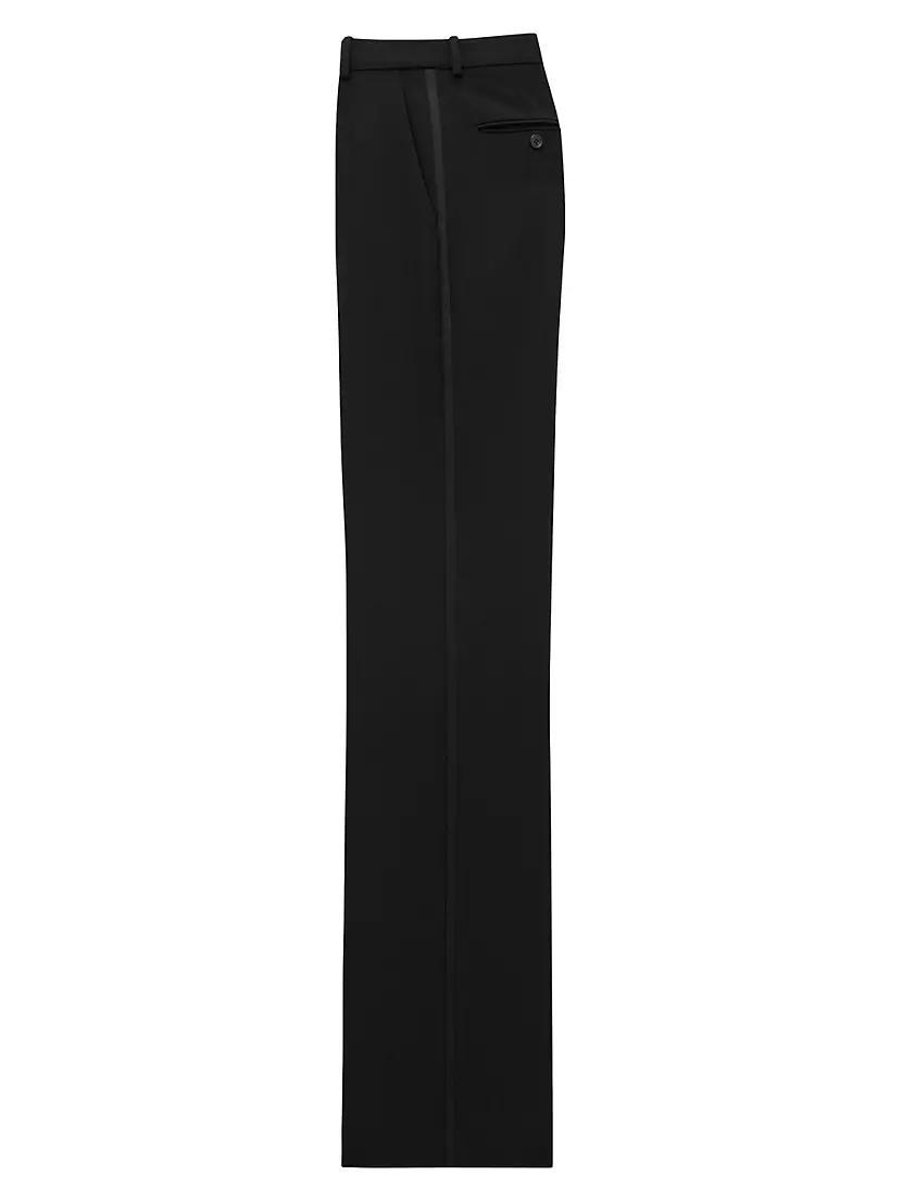 Flared Tuxedo Pants in Grain De Poudre Product Image