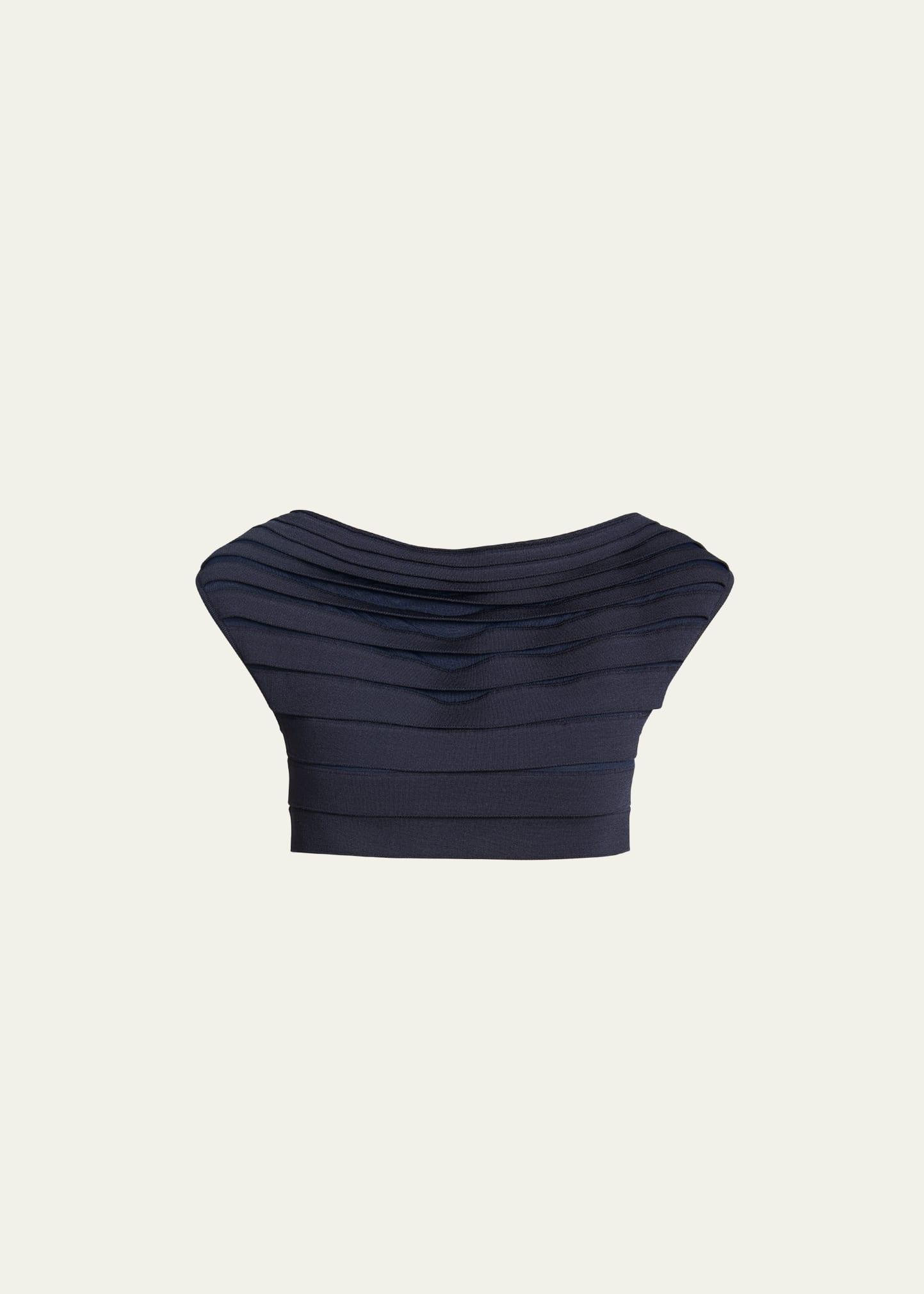 Stretch Panelled Ribbed Off-Shoulder Top Product Image