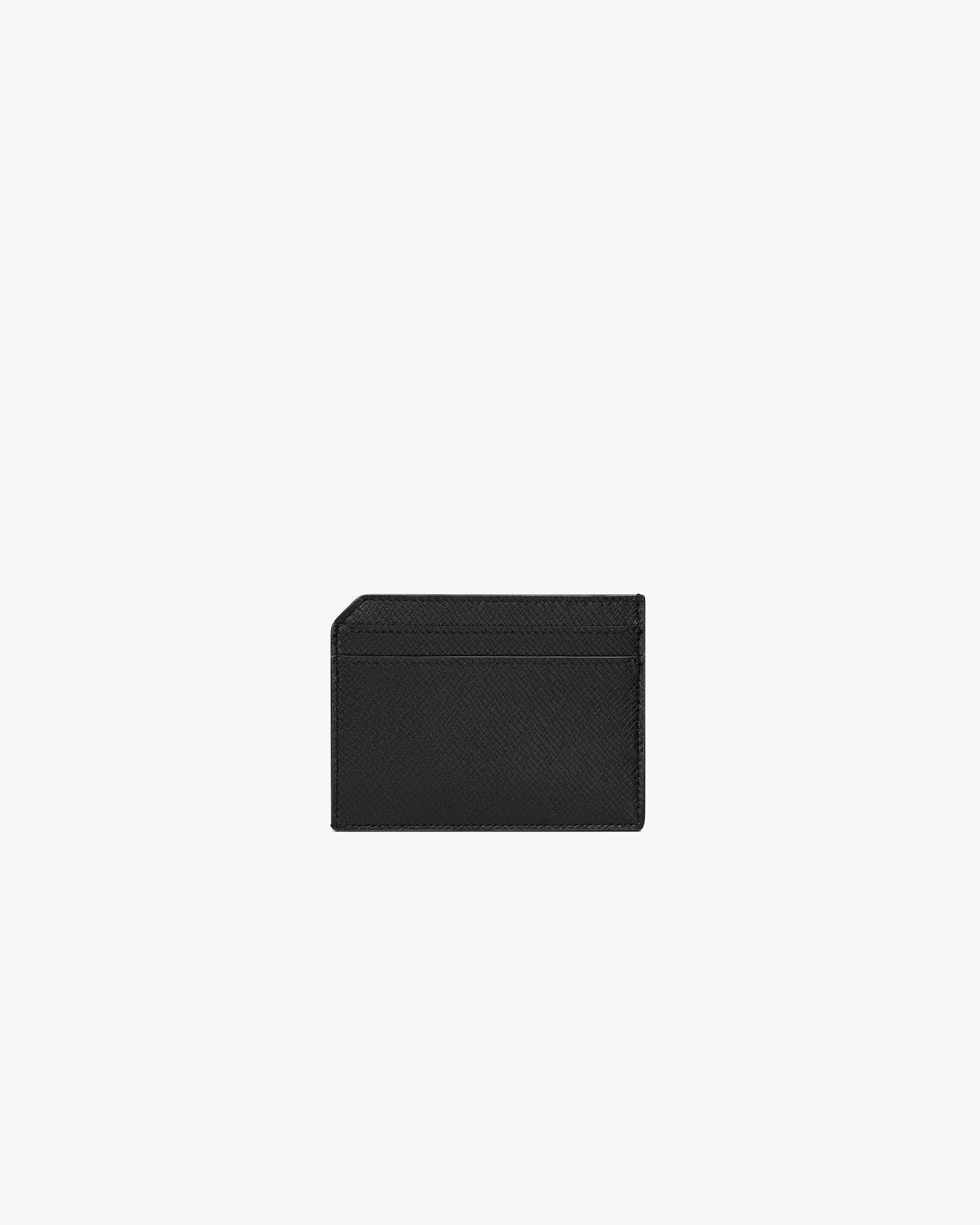 Saint Laurent Paris open card case in coated bark leather Product Image