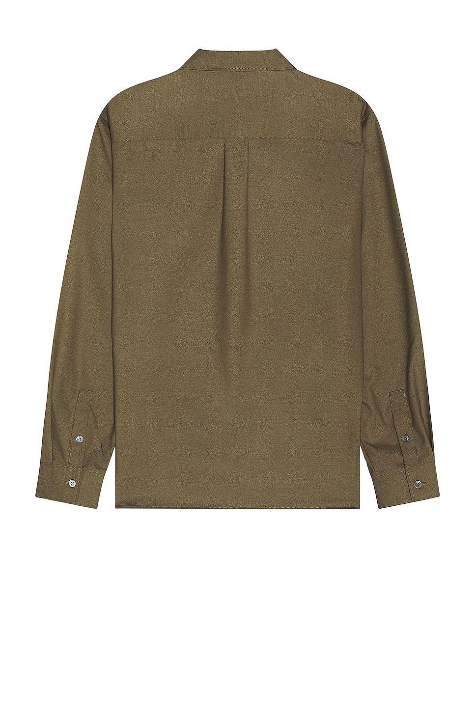 FRAME Brushed Flannel Shirt in Olive Product Image