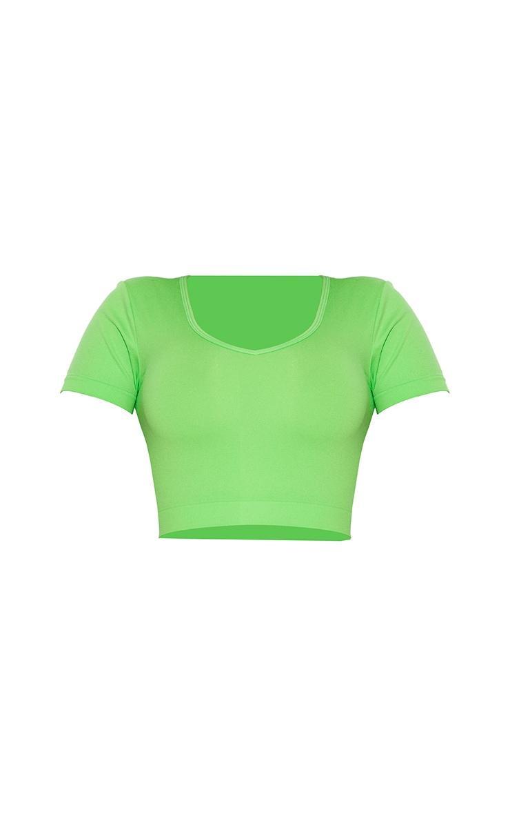 Shape Lime Stretch Seamless Scoop Neck Crop T Shirt Product Image