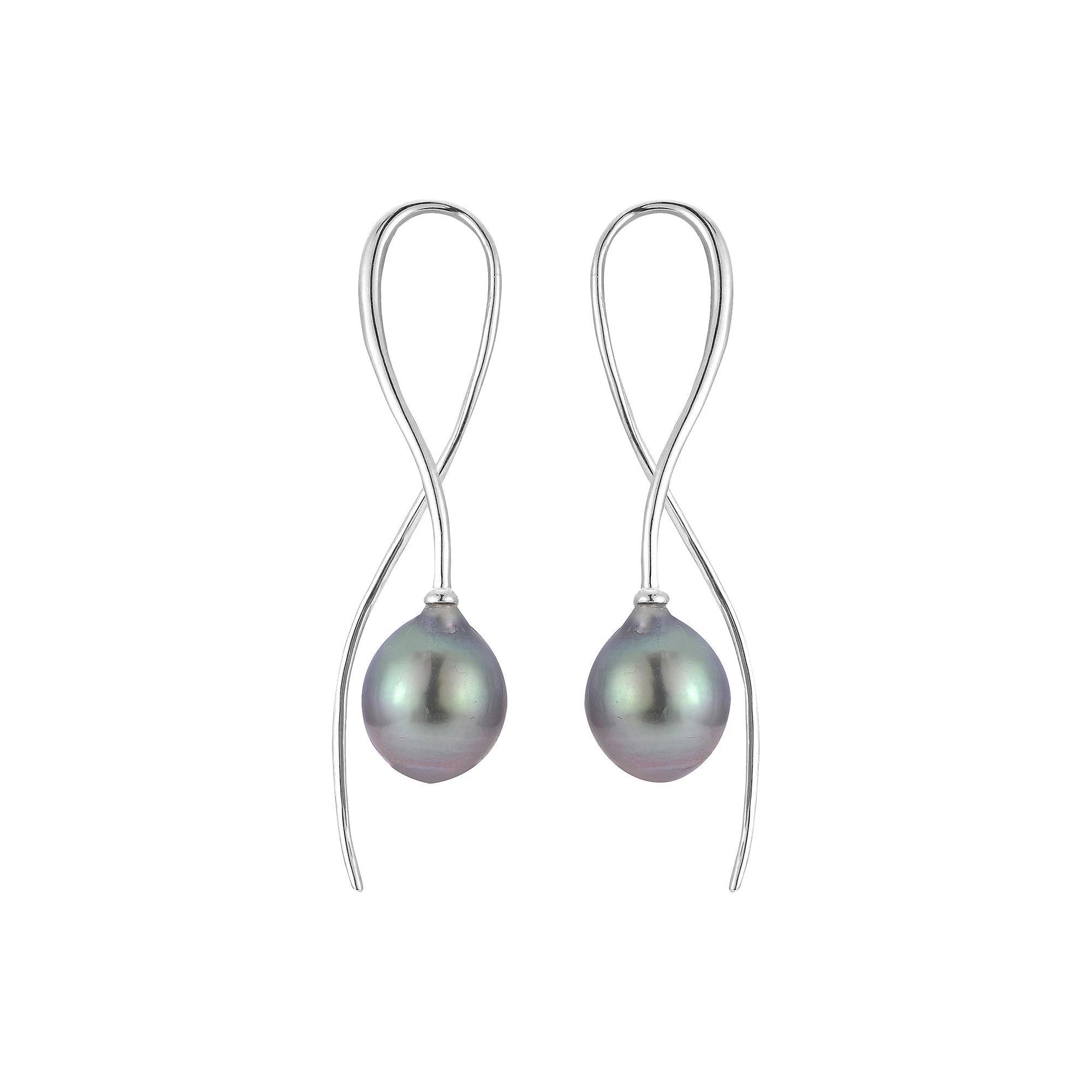 PearLustre by Imperial Sterling Silver Tahitian Cultured Pearl Twist Earrings, Womens Product Image