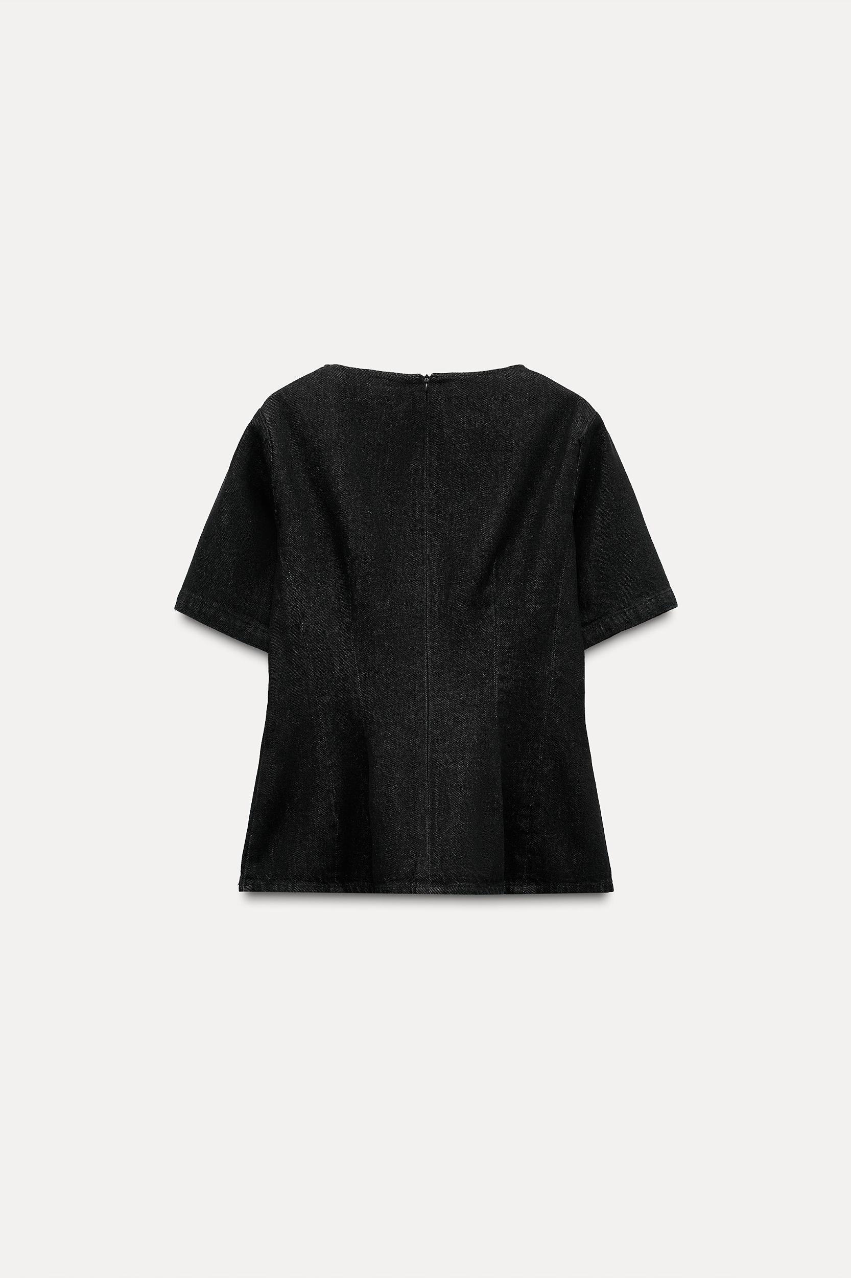 PEPLUM DENIM TOP ZW COLLECTION Product Image