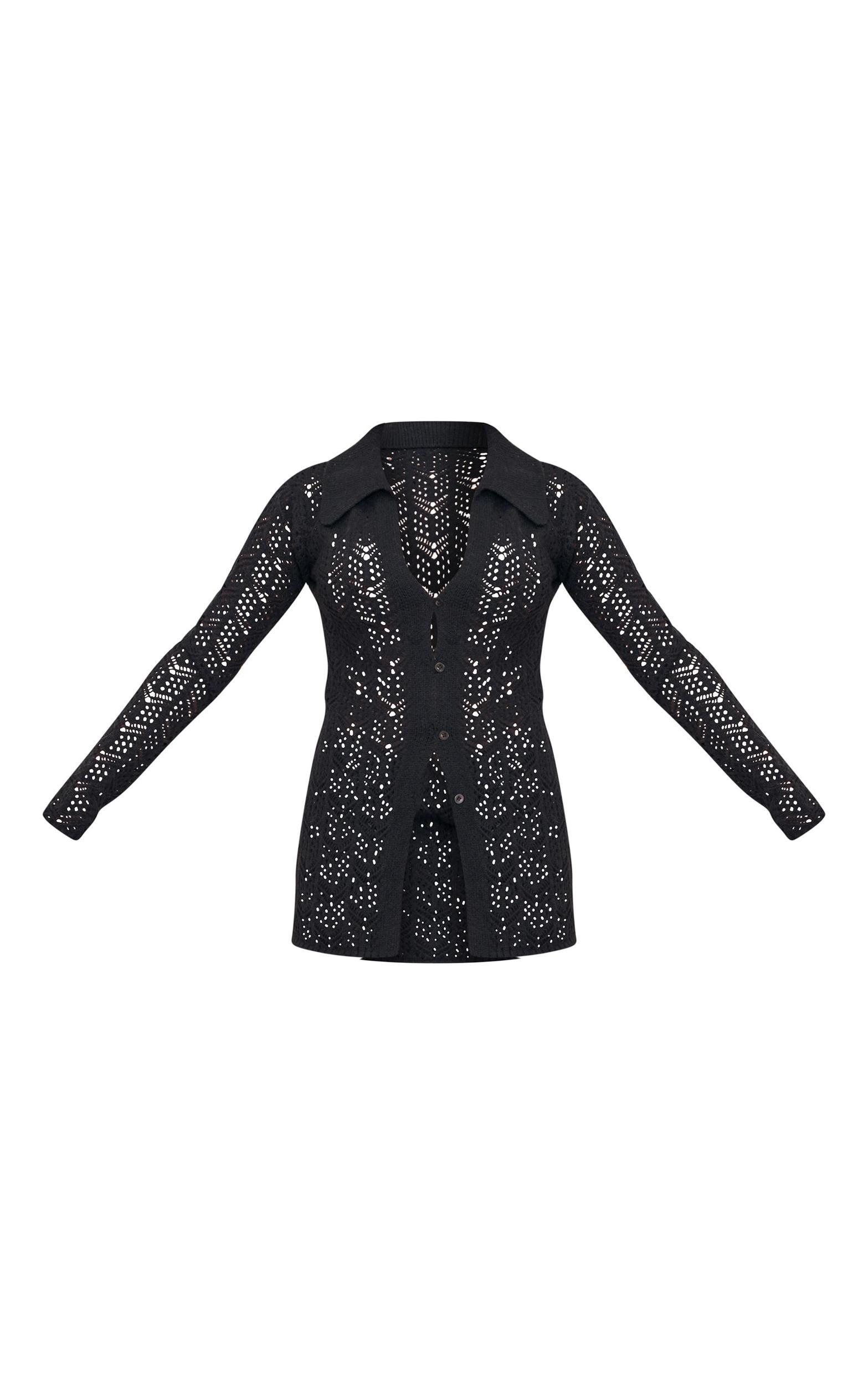 Black Open Knit Shirt Product Image