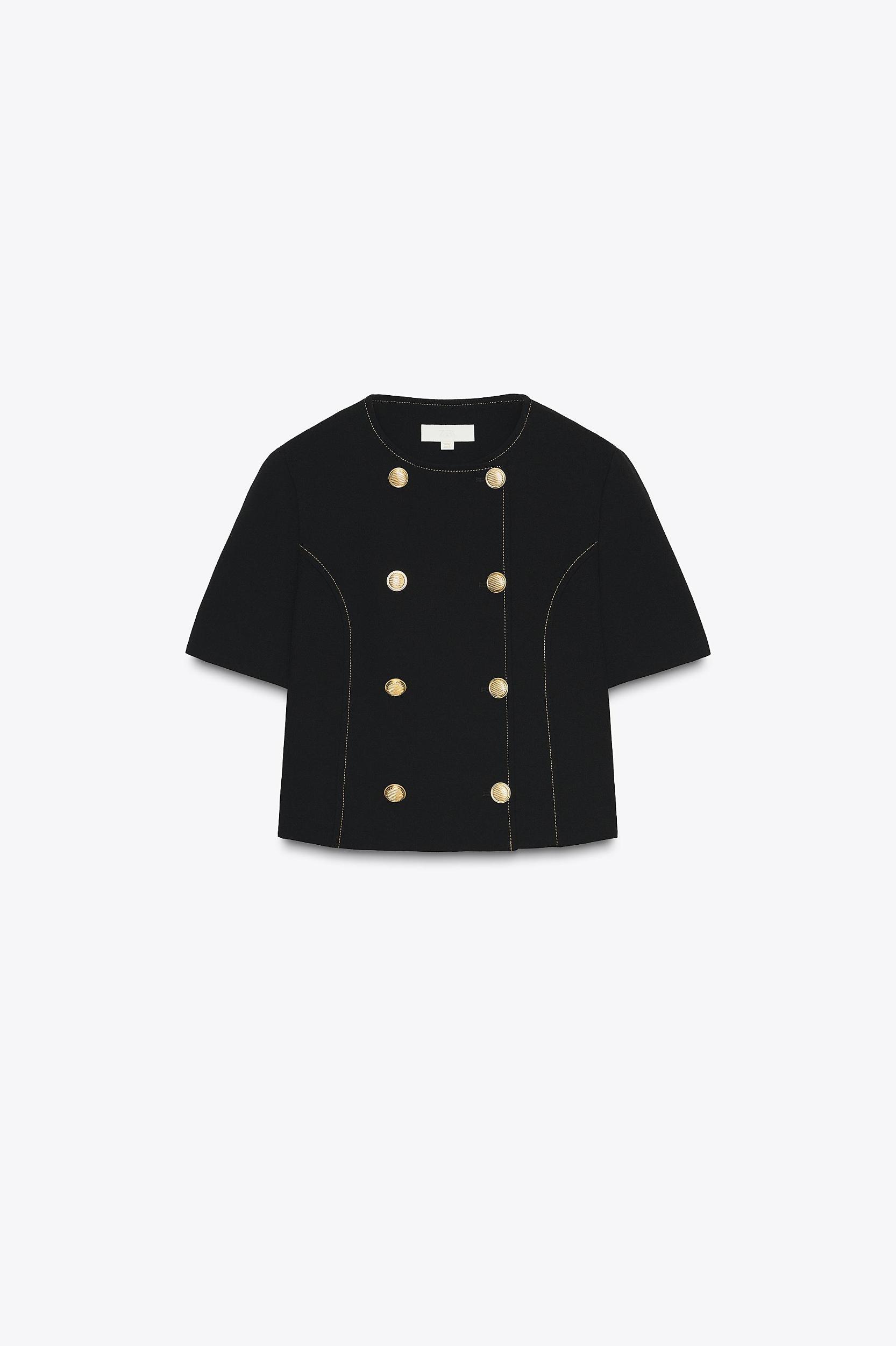 CONTRAST STITCHING SHORT SLEEVE BLAZER Product Image
