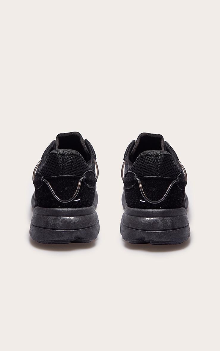 Black Mesh Contrast Lace Up Bubble Sole Sneakers Product Image