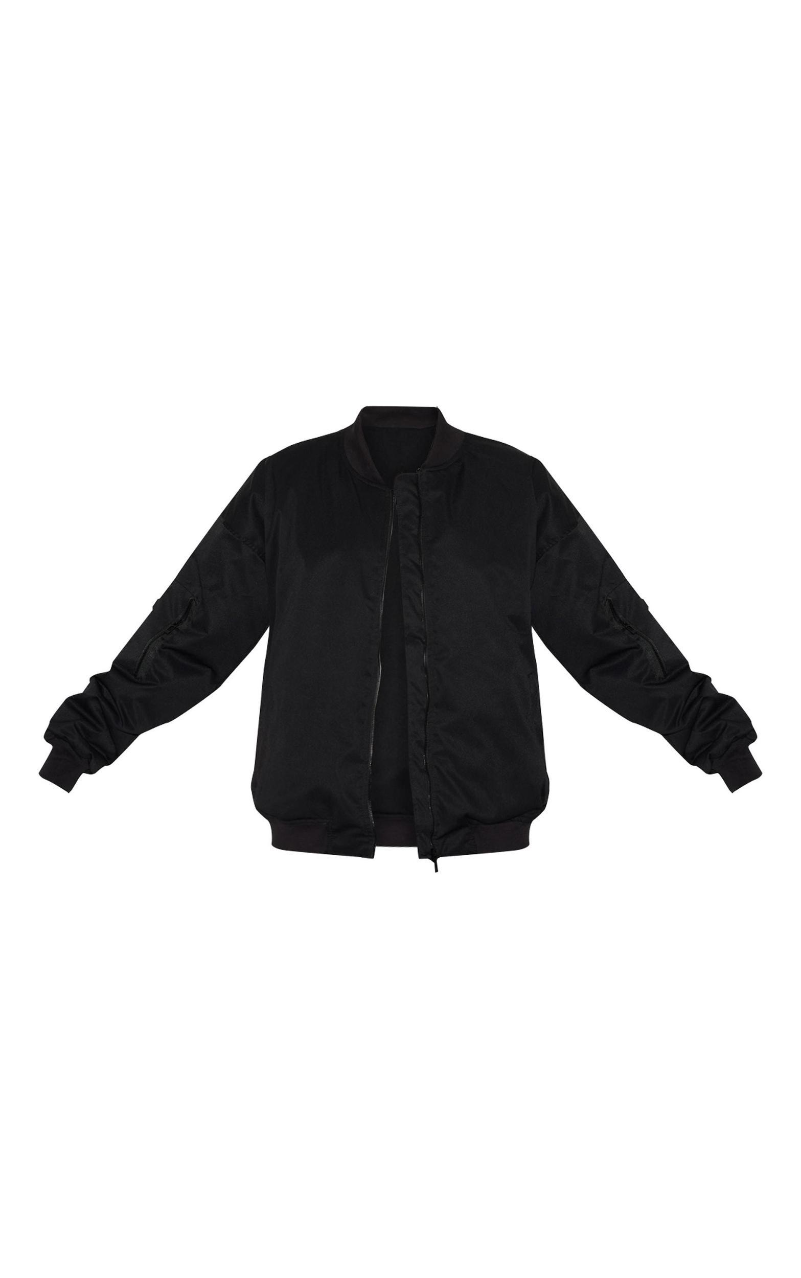  Black Classic Oversized Bomber Jacket Product Image