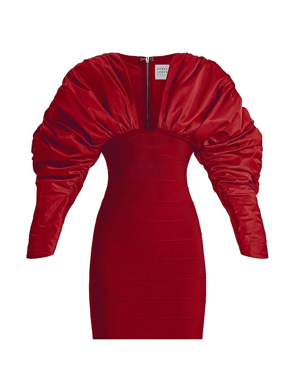 Herve Leger Ruched Puff Sleeve Mini Dress Product Image