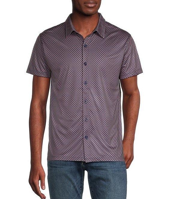 Cremieux Premium Denim Star Print Coat Front Knit Shirt Product Image