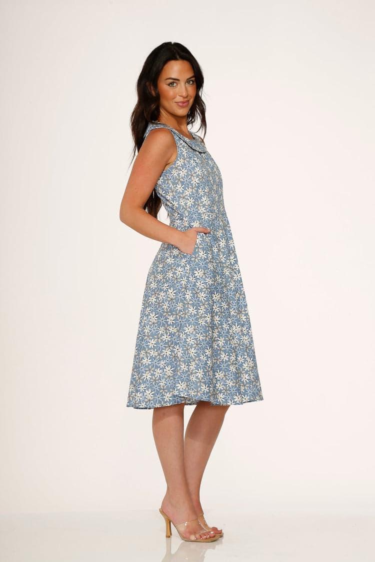 Blue Daisy Floral Swing Dress Product Image