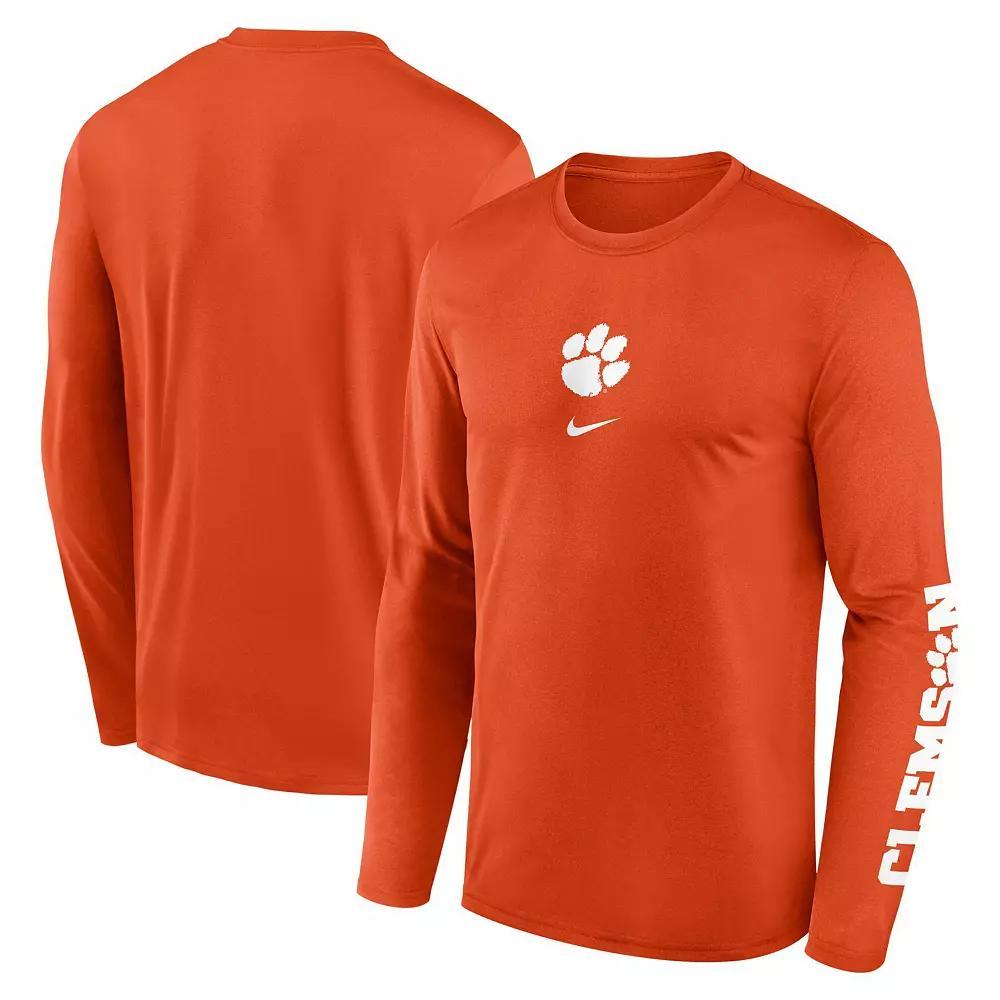 Men's Nike  Orange Clemson Tigers Primetime Center Lockup Two-Hit Legend Long Sleeve T-Shirt, Size: Medium Product Image