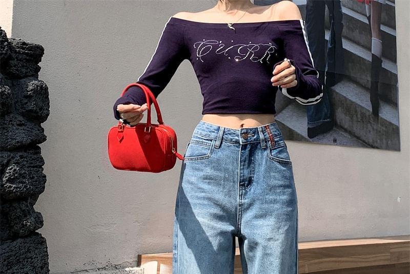 Mid Waist Washed Wide Leg Jeans Product Image