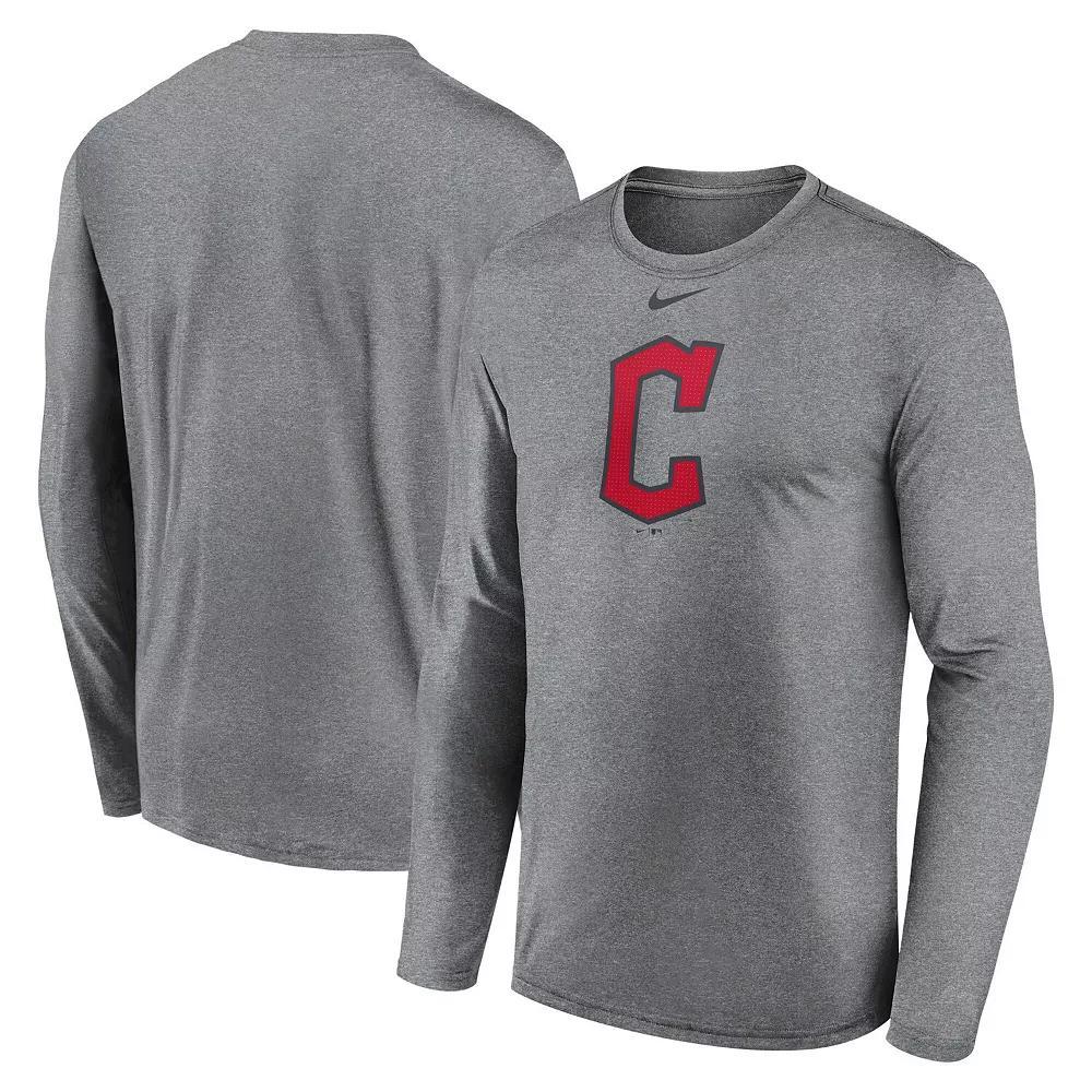 Men's Nike  Heather Gray Cleveland Guardians Logo Legend Long Sleeve T-Shirt, Size: Large, Grd Grey Product Image
