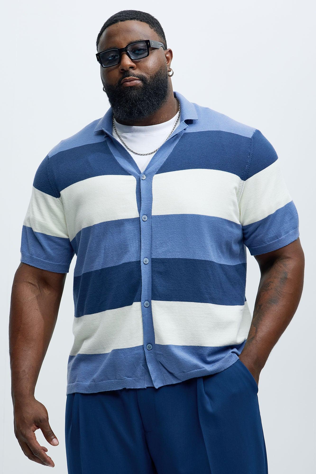 Dodge Cuban Collar Knit Shirt - Blue/combo Product Image