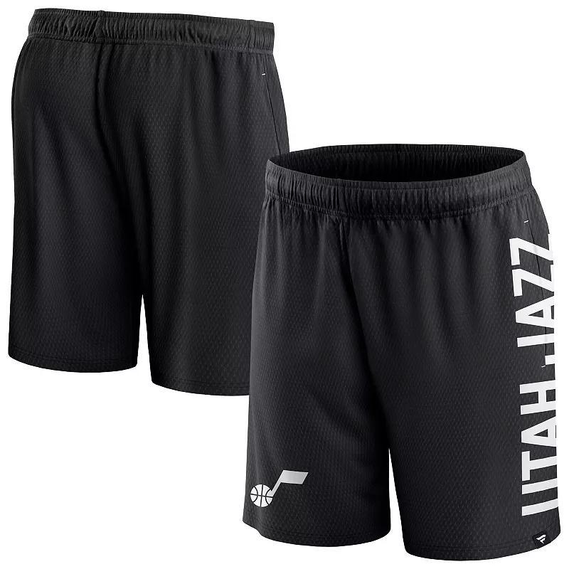 Men's Fanatics Branded Black Utah Jazz Post Up Mesh Shorts, Size: Small, Jaz Black Product Image
