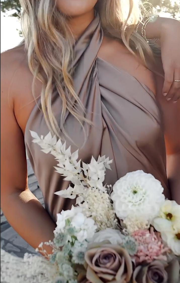 Jasmine Halter Maxi Dress ~ Black Luxe Satin Product Image