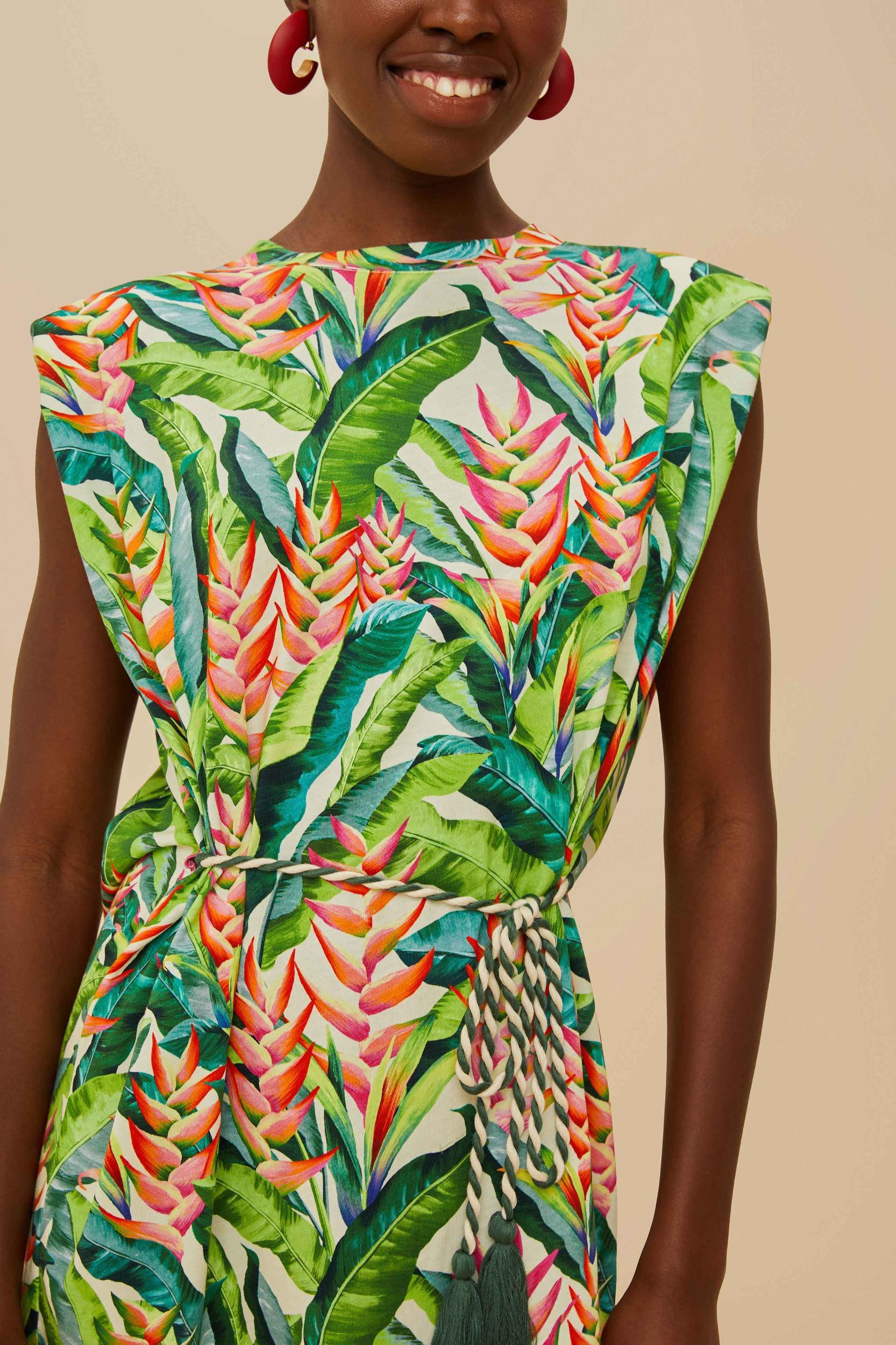 Off-White Heli Leaves Organic Cotton T-Shirt Mini Dress Product Image