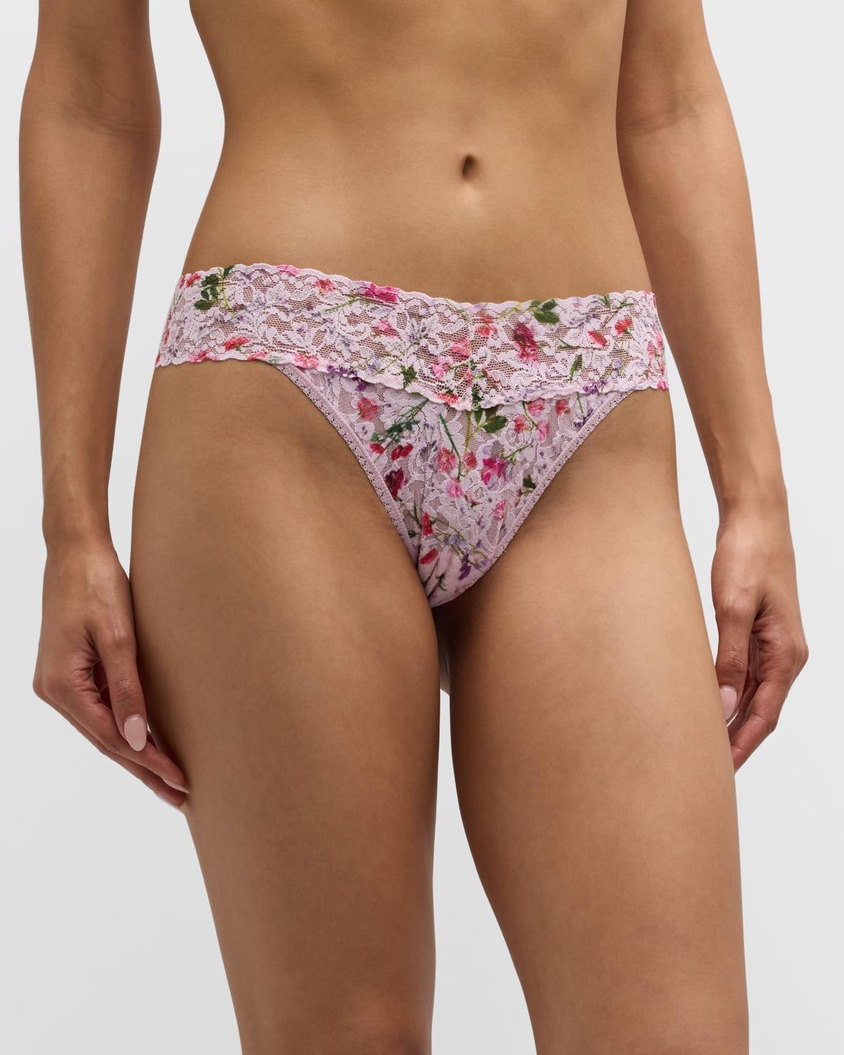 Printed Original-Rise Signature Lace Thong Product Image