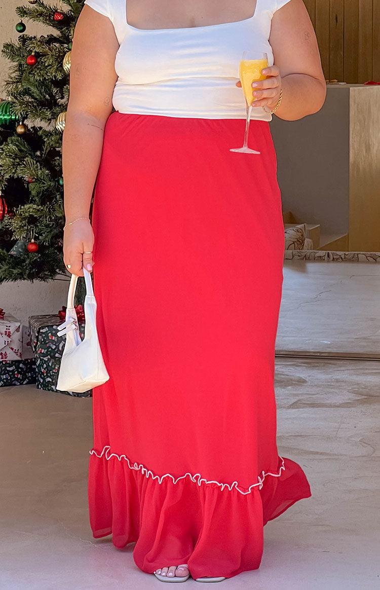 Wiatt Red Maxi Skirt Product Image
