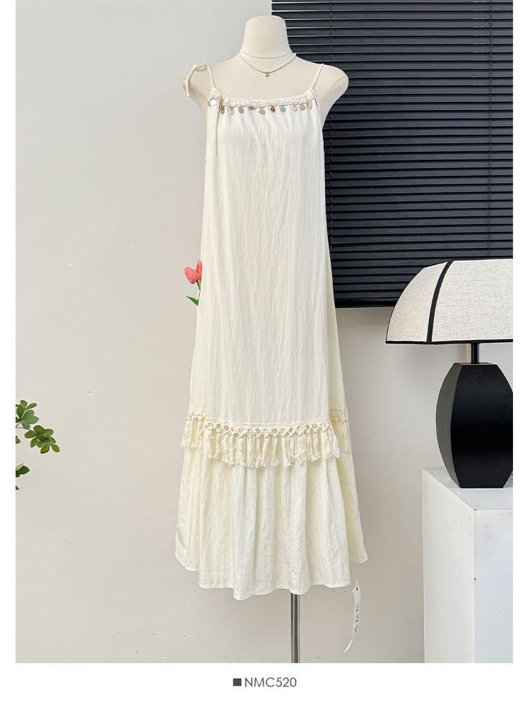 Tasseled Sleeveless Maxi Dress in 5 Colors Product Image