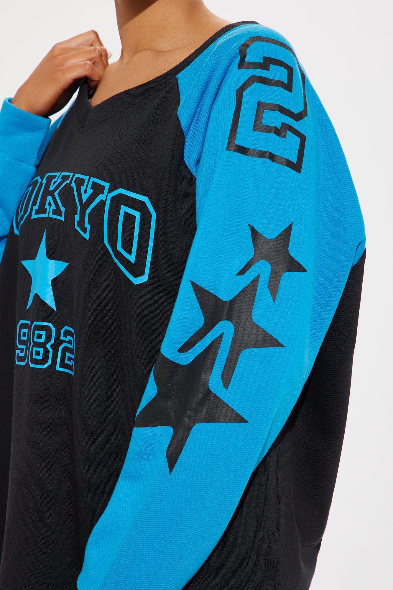 Tokyo Jersey Sweatsuit Set - Black/Blue Product Image