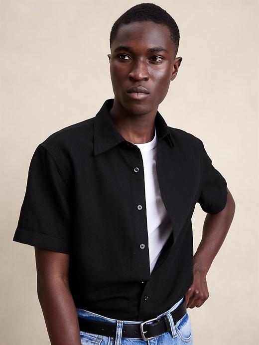 Linen-Cotton Pique Shirt Product Image