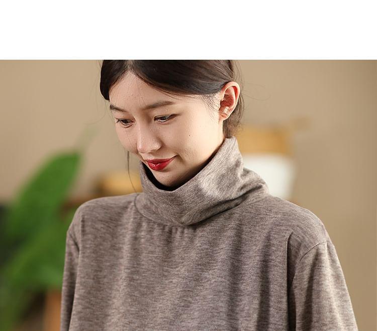 Long Sleeve Turtleneck/Mock Neck Loose Fit Sweatshirt Top (Various Designs) Product Image