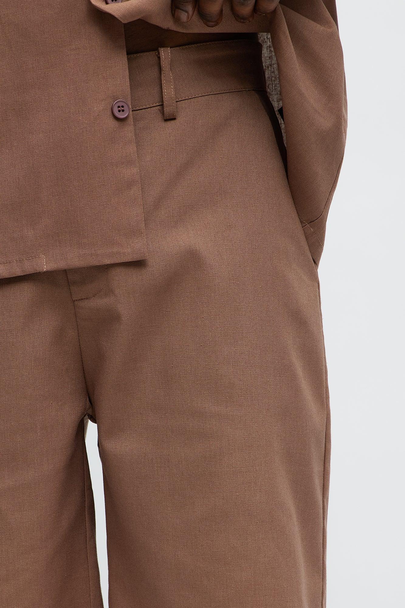 Chai Linen Like Relaxed Shorts - Brown Product Image