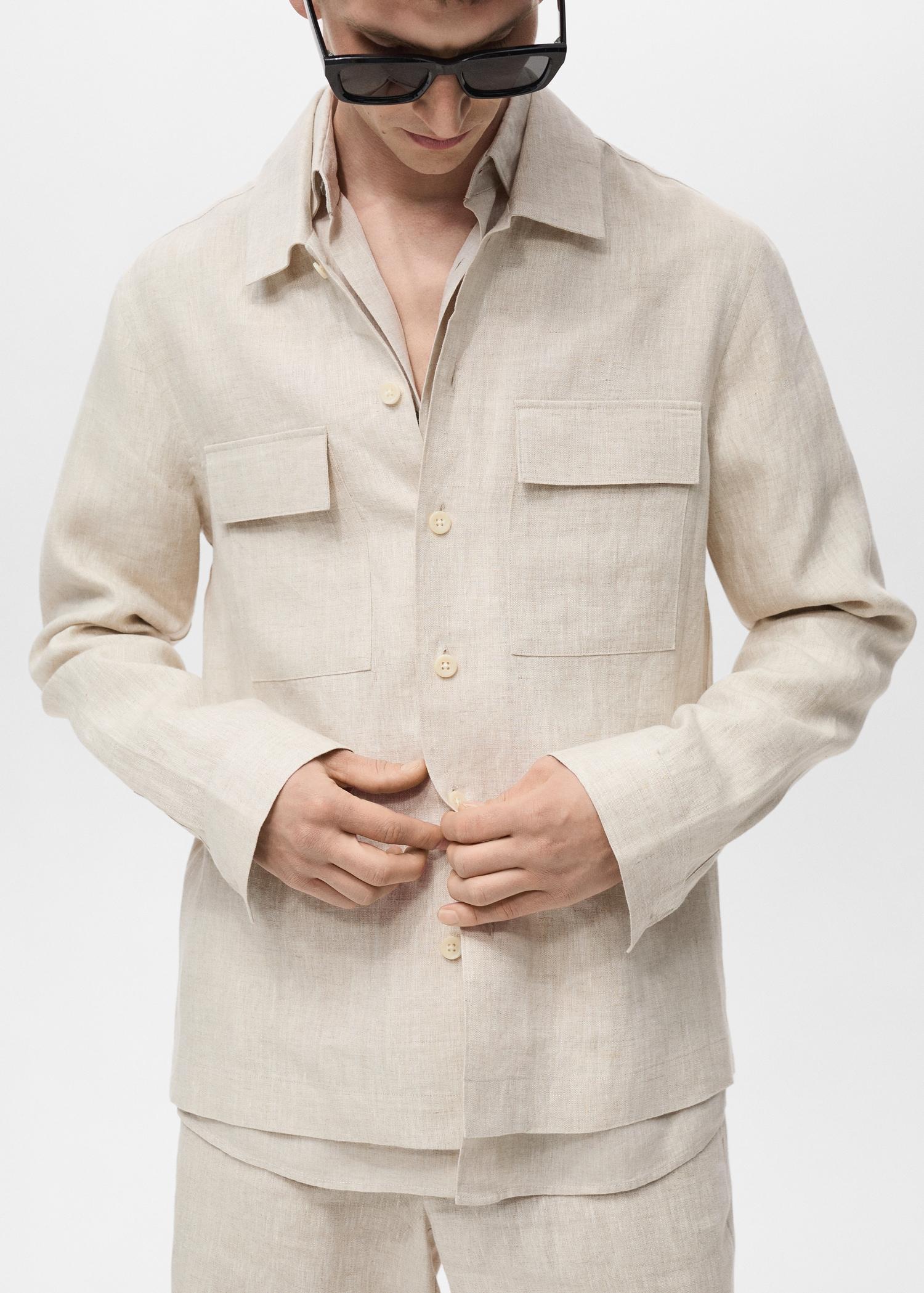 Slim-fit 100% linen bermuda shorts - Men | MANGO USA Product Image