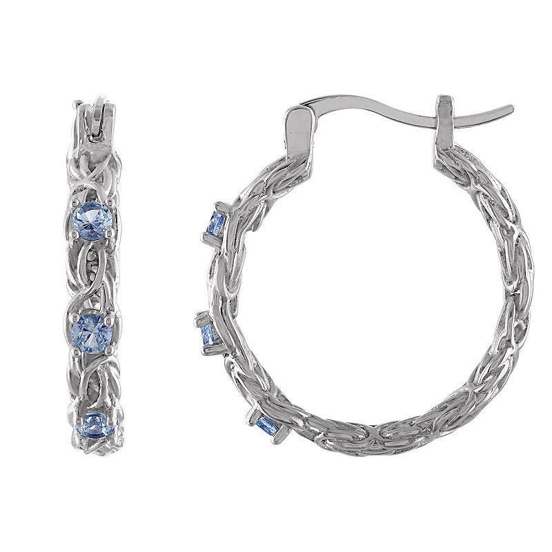 Designs by Gioelli Sterling Silver Gemstone Byzantine Hoop Earrings, Womens, Cr Red Product Image