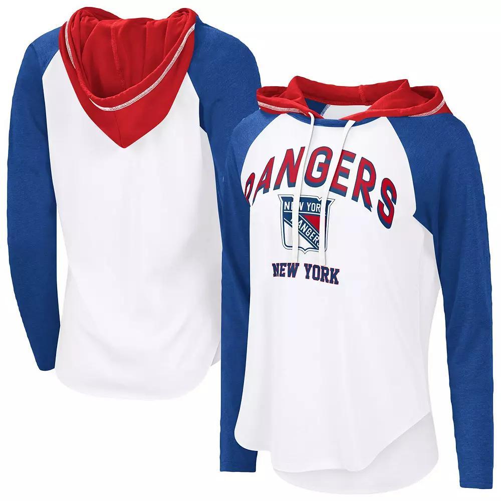 Women's G-III 4Her by Carl Banks  White New York Rangers VIP Raglan Long Sleeve Hoodie T-Shirt, Size: XL, Ran White Product Image