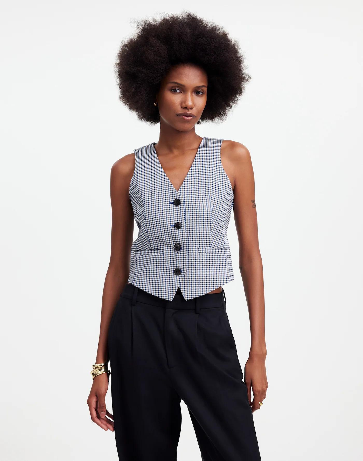 Waisted Vest in Yarn-Dye Product Image
