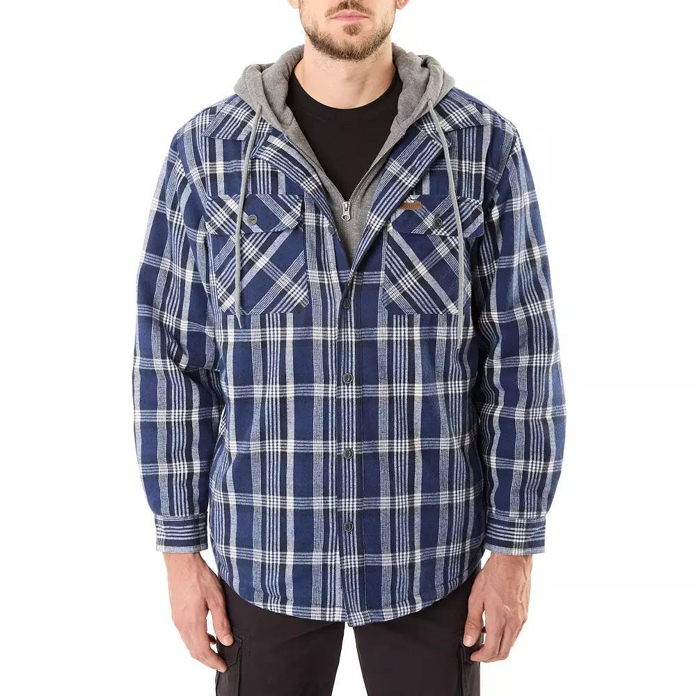 Big & Tall Smith's Workwear Sherpa-Lined Hooded Flannel Shacket, Men's, Size: 3XB, Silver Blue Product Image