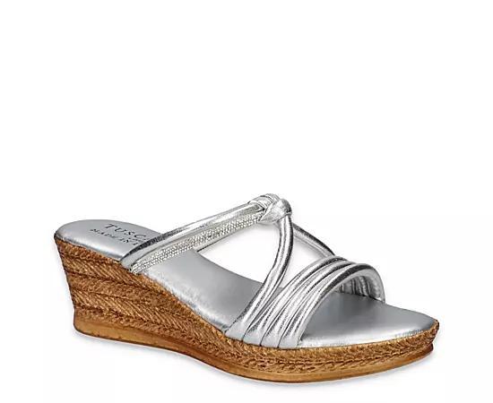 Easy Street Elvera Tuscany Women's Wedge Sandals, Size: 7.5, Silver Product Image