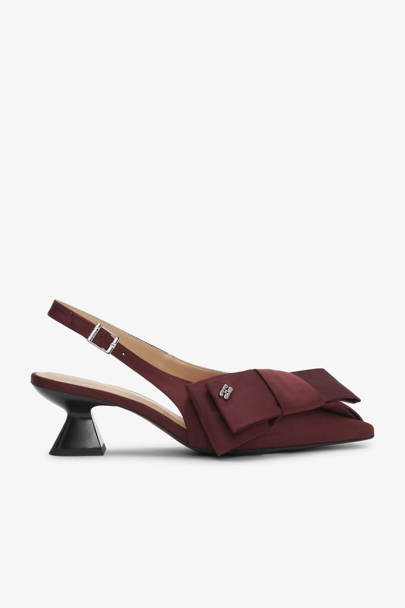 Burgundy Bow Kitten Heel Pumps Product Image